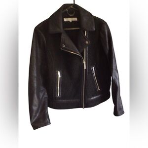 EUC....Womens KENNETH Cole Sherpa and faux leather moto zip jacket